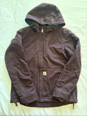 Carhartt Full Swing Plum Hooded Sherpa-Lined Canvas Jacket